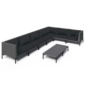 Conjunto de Muebles de Jardín de Ratán Gris Oscuro con Cojines Negros - Product Image 2