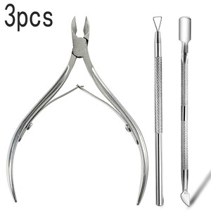 Juego de 3 Piezas de Acero Inoxidable: Empujador de Cutículas de Doble Punta + Cortaúñas Profesional para Remover Piel Muerta/Esmalte de Uñas, Herramienta de Manicura - Product Image 1