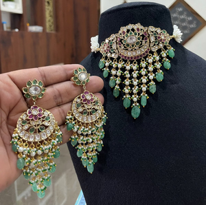 Premium Quality Jadau Polki Kundan Necklace <b>Set</b> Luxury Appeal Classy And Elegant Design Perfect For Weddings, Party Wear - Product Image 2