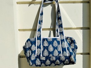 Vintage Cotton Quilted Duffle Bag Big Blue Floral Hand Block Printed High Quality Overnight for Women Best Gift for Special One - Product Image 4
