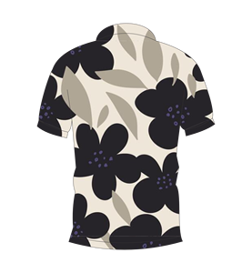 เสื้อโปโลผู้ชายสีดำพิมพ์ลายดอกไม้สีครีมแขนสั้นลำลองแฟชั่นฤดูร้อน - Product Image 2