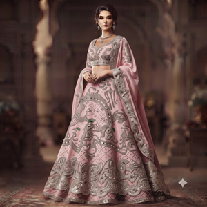 Lehenga Choli de Lujo con Bordado Intenso en Dorado Mostaza y Trabajo Zari para Novias, Ideal para Bodas y Fiestas - Product Image 4
