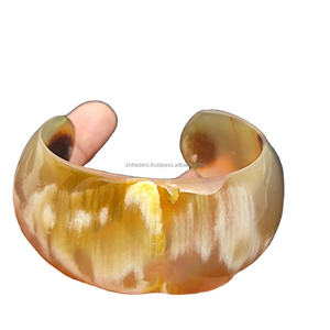 Brazalete de Moda 100% Natural de Cuerno de Búfalo con Diseño Simple para Mujer, Brazaletes Delgados - Product Image 1