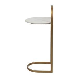 Mesa auxiliar para sofá en forma de C con superficie redonda elevada y base deslizante que ahorra espacio, ideal para salas de estar y bares. - Product Image 5