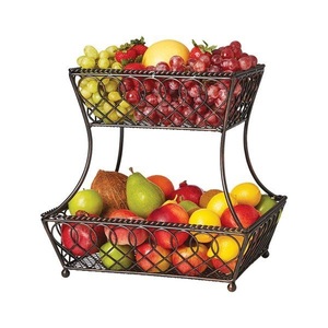 Panier à fruits en fil métallique moderne, forme rectangulaire, empilable, pour la cuisine - Product Image 1