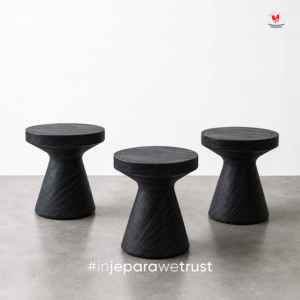 Wholesale Tapered Solid Wood Side Table Charcoal Black Occasional <b>Stool</b> Elegant Pedestal for Living Room Hotel - Product Image 5