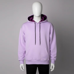 Sweat à capuche unisexe pour homme, lavande, 100% coton, doublure polaire douce de qualité supérieure, style minimaliste, coupe classique, pour tous les jours - Product Image 3