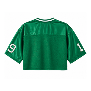 Camiseta personalizada de la hermandad Iota Phi Lambda con cuello en V, color sólido, manga corta, verde y blanca, estilo casual para mujer, de malla de poliéster. - Product Image 3