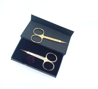 Ciseaux à cuticules professionnels plaqués or 24 carats, en acier inoxydable, logo personnalisé, courbés pour droitiers, durables et confortables