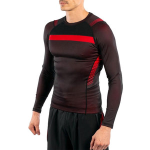 Camiseta de Compresión de Manga Corta Roja para Hombre, Cuello Redondo, Transpirable, de Secado Rápido, Ajustada, Deportiva, de Punto, de Poliéster y Elastano, para Entrenamiento en el Gimnasio - Product Image 4