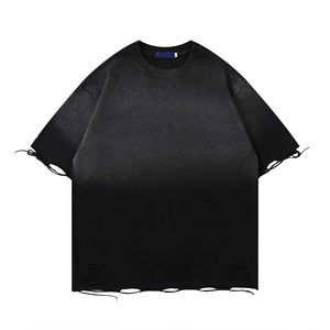 T-shirts personnalisés pour hommes, coupe oversize, délavés à l'acide, effet usé, 100% coton, couleur unie, manches courtes, épaules tombantes, décontractés et respirants - Product Image 1