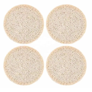 Posavasos Redondo Hecho a Mano con Cuentas, Alfombrilla de Mesa con Cuentas de Semillas, Bordado Artesanal, Logotipo Personalizado, Color Personalizado, Tamaño Personalizado - Product Image 4