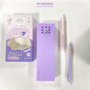 SWORLD <b>Colorful</b> Plastic <b>Pen</b> Holder With Cute Animal Decorations Square Shape Portable Stationery Storage Case <b>Multi</b> <b>Color</b> - Product Image 5