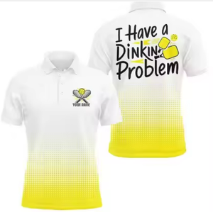 Polo de Pickleball Unisexe « J'ai un problème de consommation d'alcool » – Dégradé Blanc et Jaune, Anti-humidité, Manches Courtes, Vêtement Adulte - Product Image 1