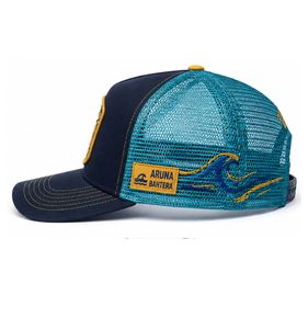 Casquette Trucker en Maille Bleue et Jaune avec Logo Brodé, Réglable, Unisexe, pour Activités de Plein Air, Printemps-Été, Décontractée, 6 Panneaux, Voyage, Aruna Bahtera - Product Image 3