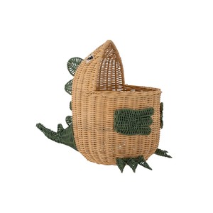Handmade Natural Rattan Dinosaur Storage <b>Basket</b> <b>with</b> <b>Lid</b> for Kids Toy Organizer and Nursery Room Decoration - Product Image 6