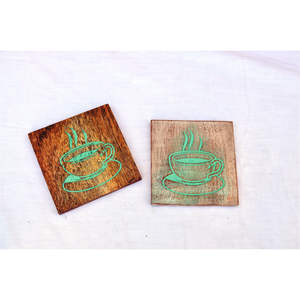 Juego de Posavasos Cuadrados de Madera de Mango Rústica, con Grabado Láser, Antideslizantes, Hechos a Mano, Venta al Por Mayor - Product Image 2