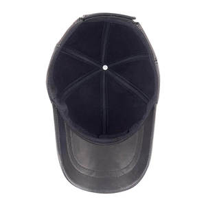 Professional Manufacturer Genuine Leather Unisex <b>Baseball</b> <b>Cap</b> 100% Pure Leather Solid Color Adjustable Back Strap Breathable Hat - Product Image 5