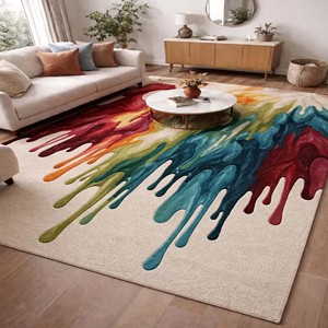 Abstract Colorful Area Rug Modern Hand Tufted Artistic Carpet Soft <b>Large</b> Living Room Floor <b>Mat</b> Contemporary Home Decor Design - Product Image 1