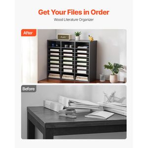 Organizzatore da Scrivania in Legno con 24 Scomparti, Cassettiera in MDF con Ripiani Regolabili per Ufficio - Product Image 2