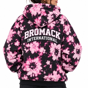 Women <b>Hoodie</b> <b>Pink</b> Floral Pattern Pullover Hood Design All Over Print Long Sleeve Style Kangaroo Pocket Custom Colors Custom Size - Product Image 2