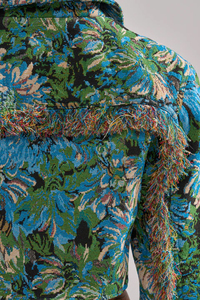 Chemise-veste à imprimé floral avec manches lanternes, col rabattu, style décontracté printemps, unisexe, viscose et coton, longueur courte - Product Image 5