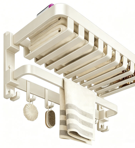 Porte-serviettes pliable blanc crème du Vietnam, sans perçage, à fixer au mur, étagère de rangement pour salle de bain - Product Image 1