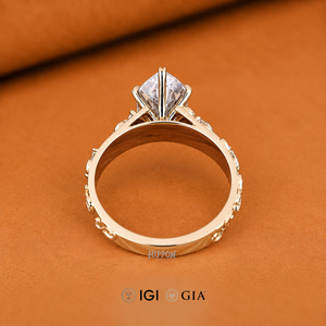 Bague de fiançailles Art Déco Marquise Néerlandaise, Bague de mariage pour elle, Bague en diamant de laboratoire sertie à griffes style feuille, Bague faite à la main - Product Image 4