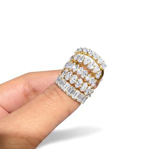 Anillo de Eternidad con Diamantes Cultivados en Laboratorio en Oro Amarillo Sólido, Anillo de Boda con Diamantes Esmeralda, Ovalados y en Forma de Pera, Anillo de Eternidad Completa con Diamantes - Product Image 5