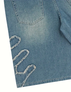 Denim <b>men's</b> shorts Customized Zipper Fly Loose Fit Denim Shorts Baggy <b>Jeans</b> Wholesale Wash shorts for <b>men</b> - Product Image 5