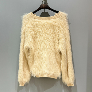 Jersey de invierno personalizable OEM y ODM para mujer, suéter a la moda para mujer, jersey de manga larga de Jacquard borroso, prendas de punto cálidas informales - Product Image 2