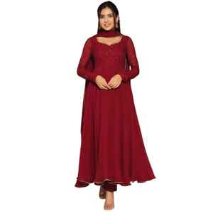 Robe Anarkali indienne très vendue, personnalisée, broderie dentelle, fermeture éclair, style Punjabi, ensemble pour femmes, toutes saisons - Product Image 1