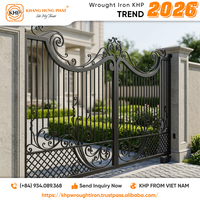 Puerta de Seguridad de Hierro Forjado Galvanizado en Caliente con Adornos Decorativos, Recubrimiento en Polvo Antioxidante, Sistema Deslizante/Automático, Ecológica, Doble