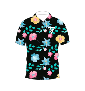 Camisa polo con estampado floral multicolor negra para hombre, camisa de golf informal de verano de manga corta a la moda - Product Image 4