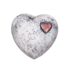 Heart Shape American Style Cremation Urn TEXTURE WHITE WASH Color with Gold Hearts Customizable Designs for Adult - Product Image 2