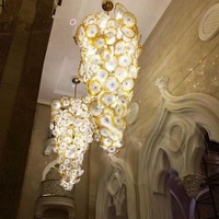 Lustre doré de luxe Art du milieu du siècle Eclairages en verre de Murano pour luminaires suspendus Villa Loft