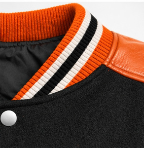 Chaqueta Universitaria Personalizada OEM ODM Estilo Béisbol con Cuerpo de Lana y Mangas de Cuero, Personalizable con Parche de Chenilla Bordado - Product Image 6