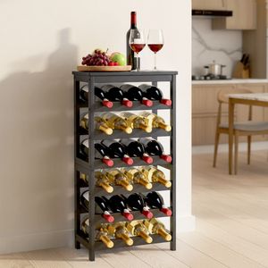 Porte-vin amovible pour 24 bouteilles, 6 niveaux, en bois massif, présentoir autoportant pour le sol, étagères de rangement pour table - Product Image 2