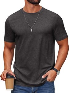 T-shirt à manches courtes pour homme, coupe ample, en spandex/coton, col rond, respirant, séchage rapide, tissu écologique 180g, personnalisable OEM ODM en gros - Product Image 1