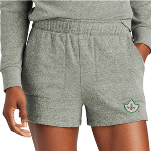 Heather Gray AKA Ivy Leaf Fleece Shorts AKA Women Cotton Blend Sweat Shorts Embroidered Casual <b>Athletic</b> Lounge Wear - Product Image 6