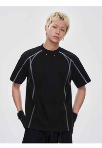 2025 personnalisé hommes décontracté à manches courtes T-Shirt rétro hip-hop Style ample demi-cou haut rue mode T-shirt T-shirt décontracté - Product Image 5