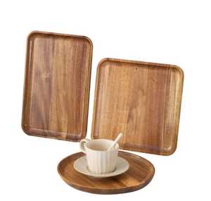 Petit plateau de service carré en bois écologique fait main 20 cm, motif grain naturel moderne, plateau mobile, vente en gros - Product Image 4