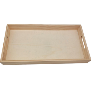 Plateau rectangulaire en bois de pin sculpté, plateau en bois à angle droit pour service de thé d'hôtel, rangement domestique, cuisine, aliments - Product Image 2