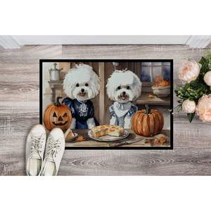 Bichon Frise Fall Kitchen Pumpkins Non-Slip <b>Doormat</b> 24H X 36W Indoor Outdoor Entryway Rug Washable Low Pile Front Door Mat - Product Image 2