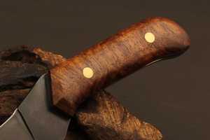 Custom Handmade Carbon Steel Drop Point Skinning Knife With Wood Handle 0.6mm Blade Thickness DIY Knives - Product Image 5