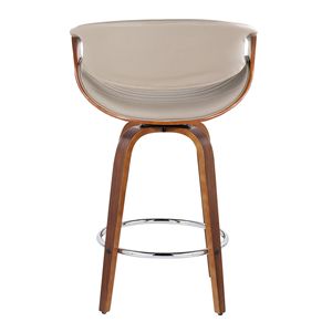 Sgabello da banco moderno a altezza fissa sinfonia 26 \ "della metà del secolo in legno di noce grigio in ecopelle in metallo cromato - Product Image 5