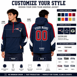 Wholesale Ravens <b>Men</b> Anorak Jacket Custom Embroidered Team Logo Hooded <b>Pullover</b> Sports Windbreaker OEM Manufacturer - Product Image 5
