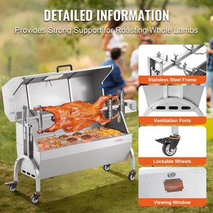 52W 198LBS Roaster Spit Rotisserie BBQ Grill para cerdo Cordero Pollo Asado - Product Image 6