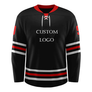 Maillot de hockey sur glace personnalisé par sublimation avec numéros et noms appliqués, imprimé numériquement, uniforme professionnel pour adulte anti-transpiration - Product Image 2