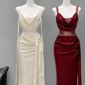 Vestido de Punto de Seda Natural Elegante para Mujer, Manga Corta, Color Sólido, Simple, Cómodo, Informal, Formal, Teñido con Hilo, Lavable, ODM - Product Image 6
